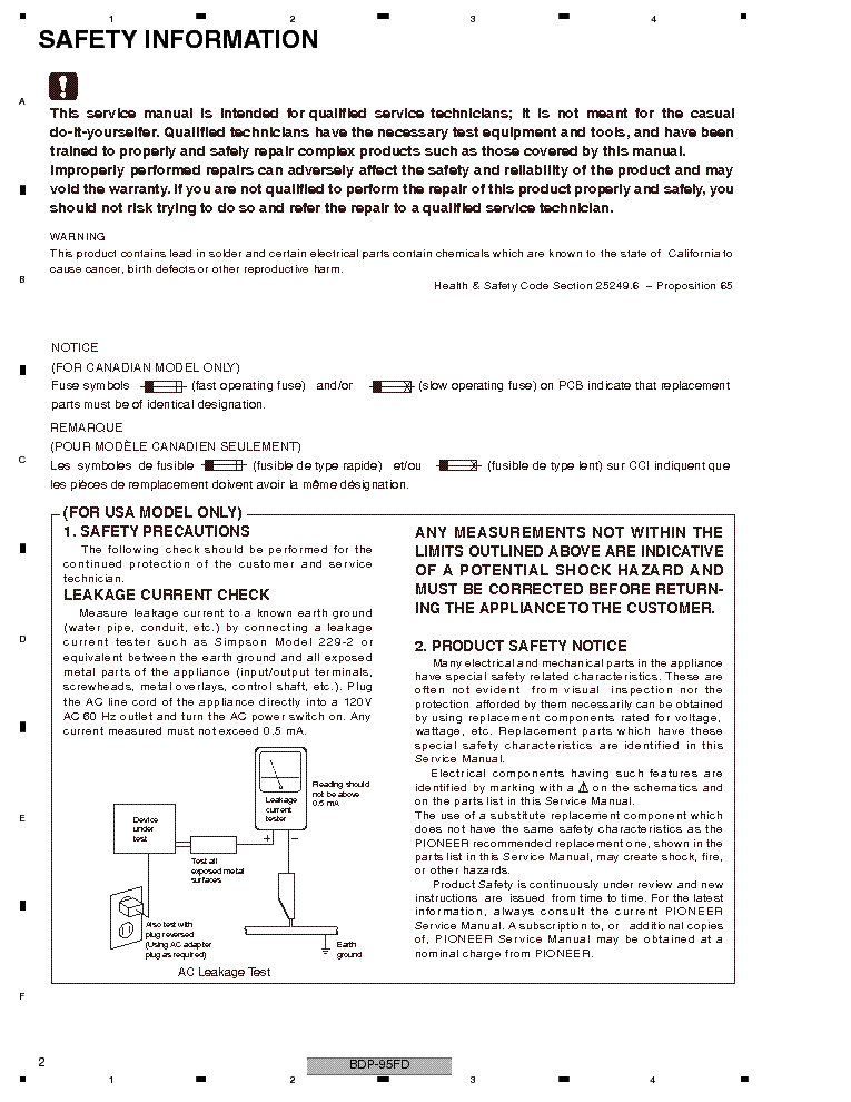 PIONEER BDP-95FD SM service manual (2nd page)