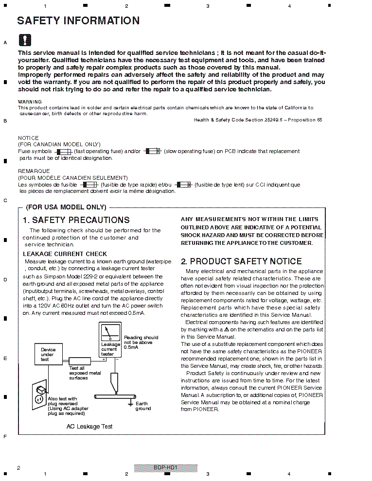 PIONEER BDP-HD1 SM service manual (2nd page)