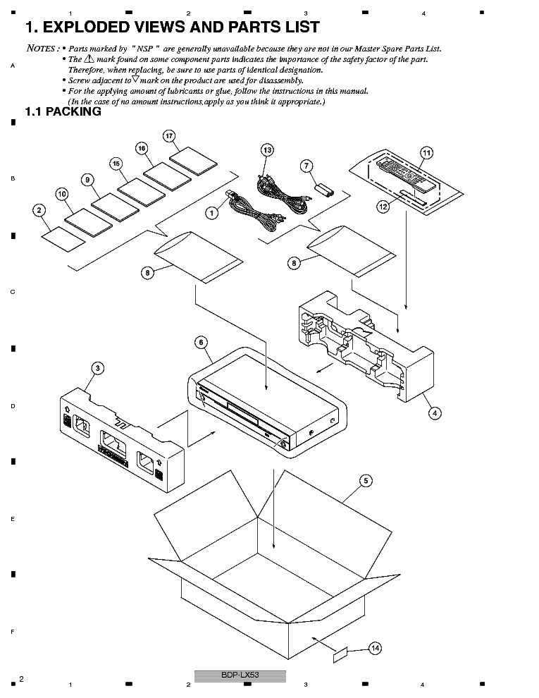 PIONEER BDP-LX53 33FD EXPLODED VIEWS AND PARTS LIST service manual (2nd page)