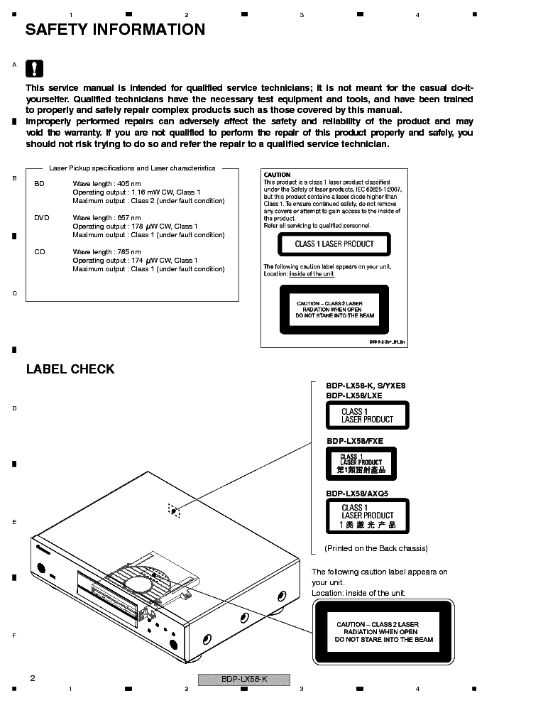 PIONEER BDP-LX58-K BDP-LX58-S service manual (2nd page)
