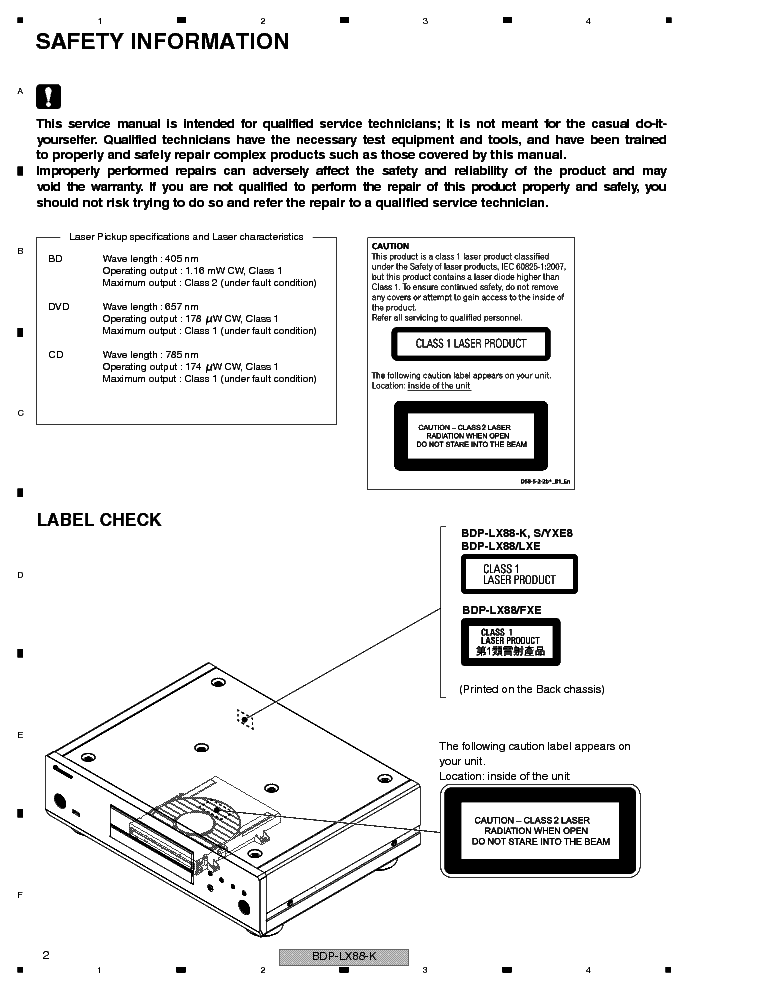PIONEER BDP-LX88-K BDP-LX88-S service manual (2nd page)