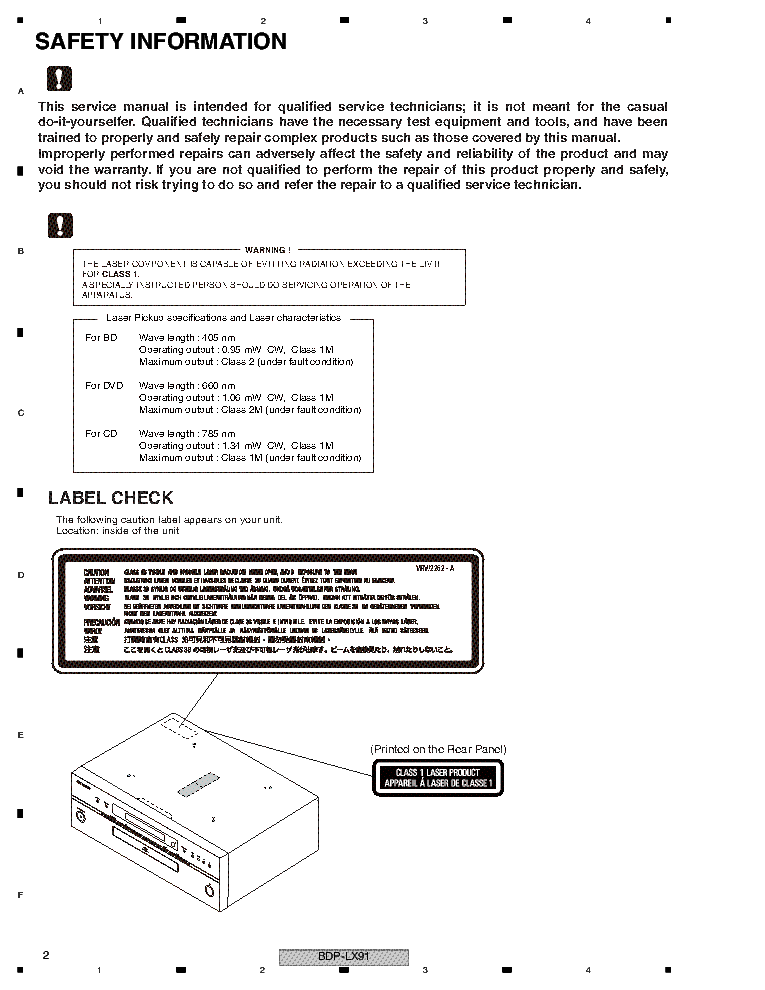 PIONEER BDP-LX91 SM service manual (2nd page)