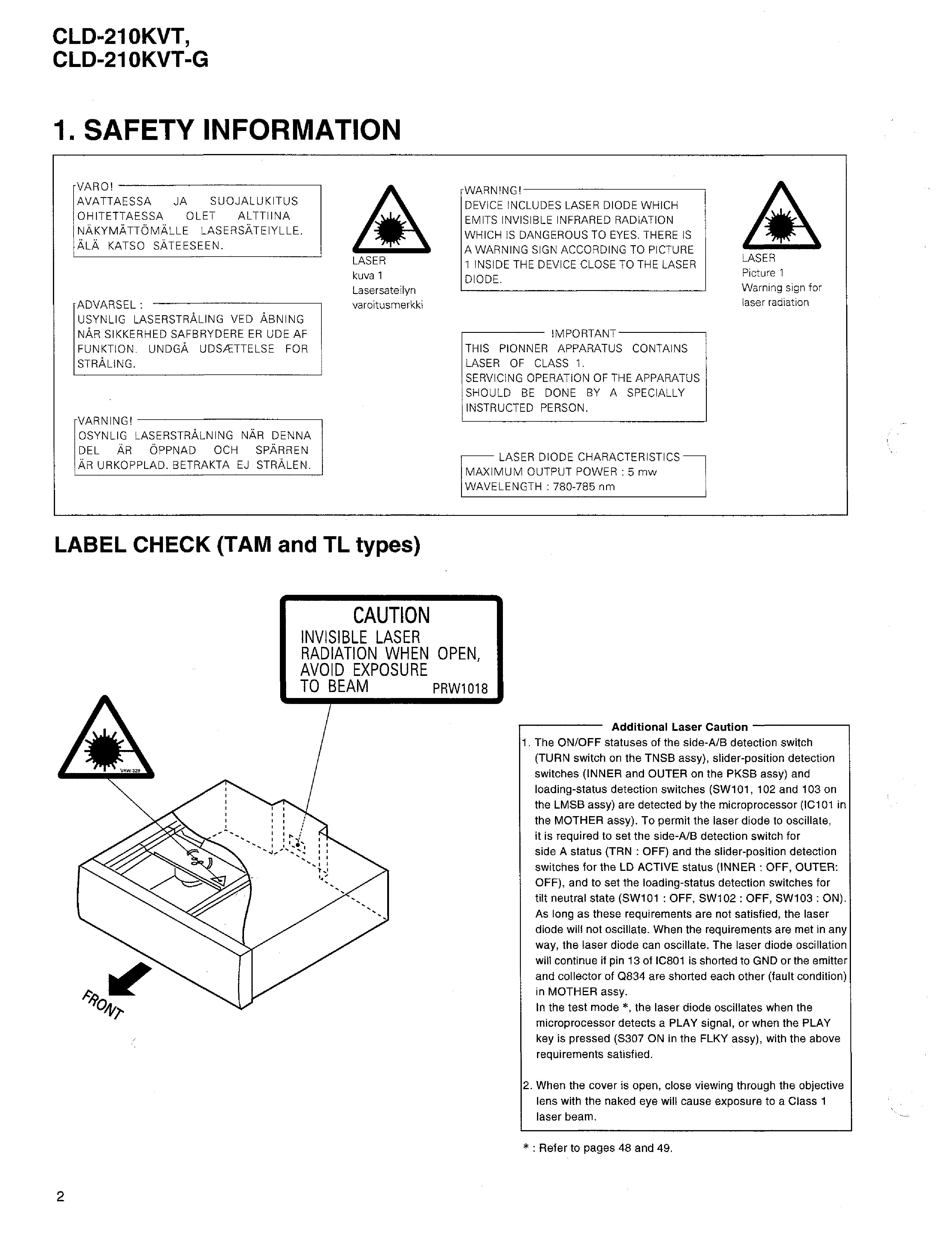 PIONEER CLD-210KVT KVT-G SM service manual (2nd page)