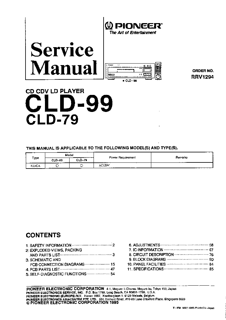 PIONEER CLD-79 99 SM service manual (1st page)
