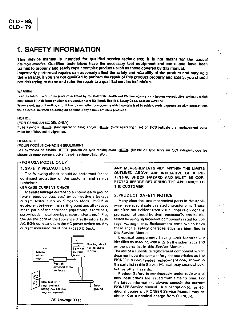 PIONEER CLD-79 99 SM service manual (2nd page)