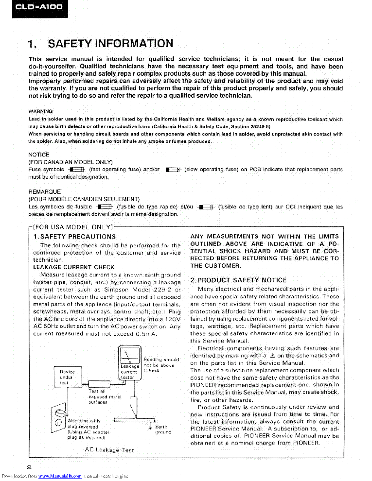 PIONEER CLD-A100 SM service manual (2nd page)