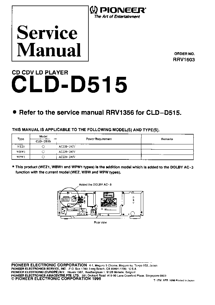 PIONEER CLD-D515 service manual (1st page)