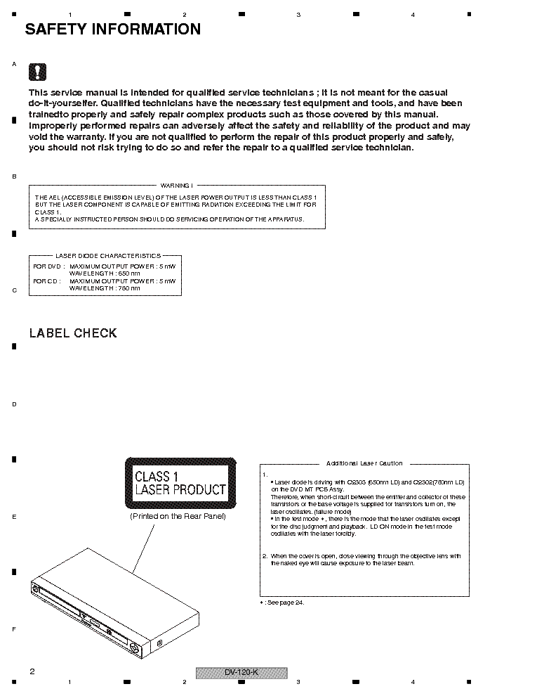 PIONEER DV-120-K service manual (2nd page)