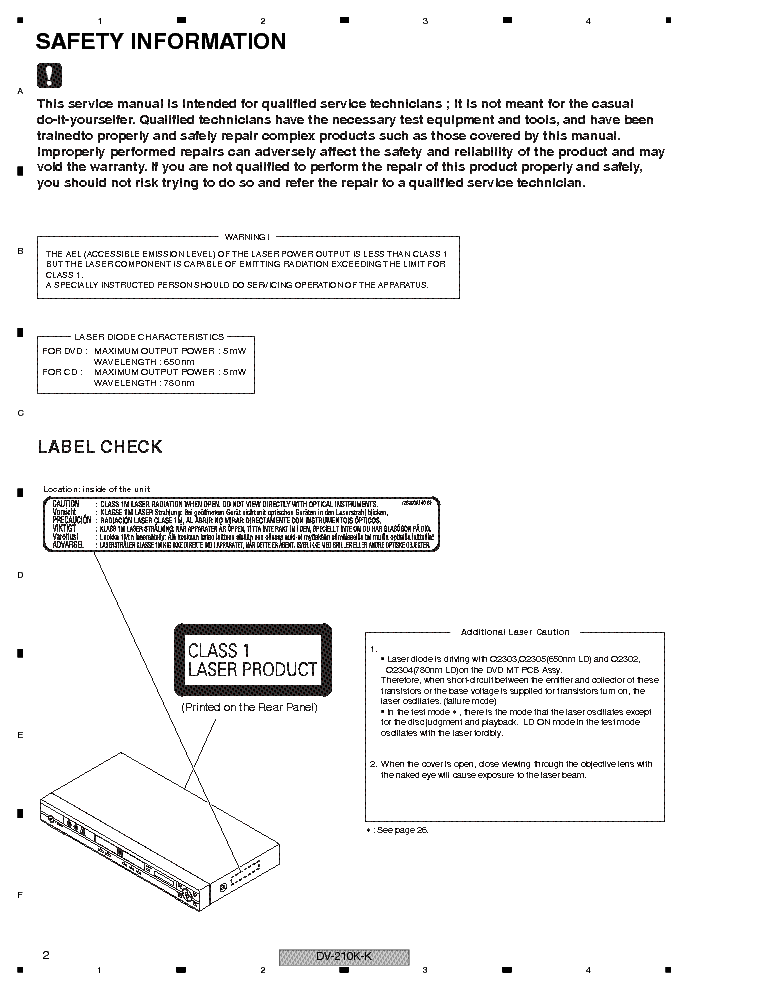 PIONEER DV-210K-K SM service manual (2nd page)