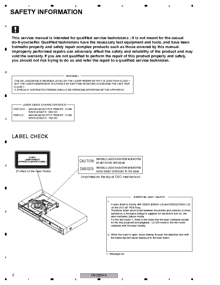 PIONEER DV-220V-K SM service manual (2nd page)