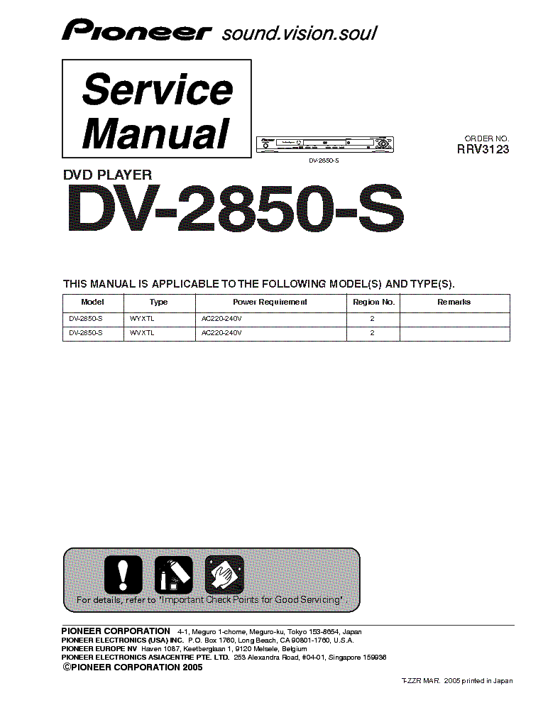 PIONEER DV-2850-S SM service manual (1st page)