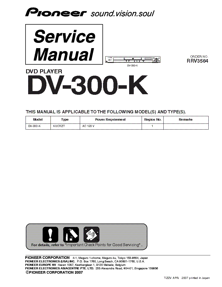 PIONEER DV-300K SM service manual (1st page)