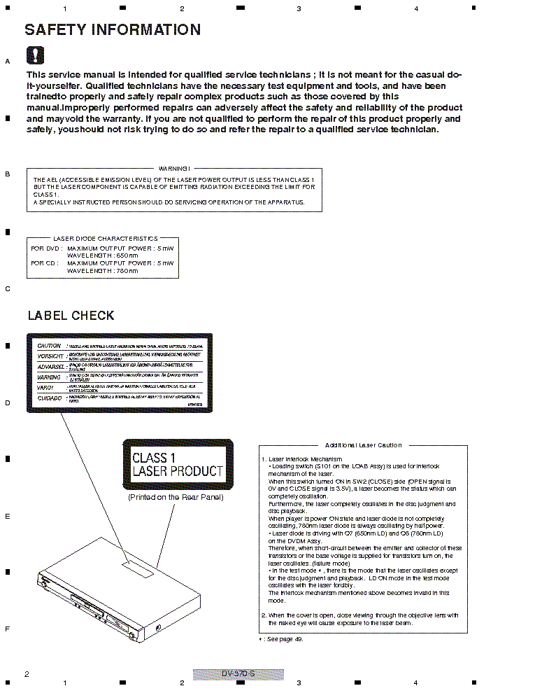 PIONEER DV-370S K service manual (2nd page)