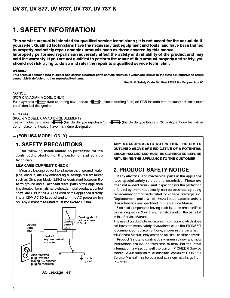 PIONEER DV-37 737-K S77 S737 RRV2320 SM service manual (2nd page)