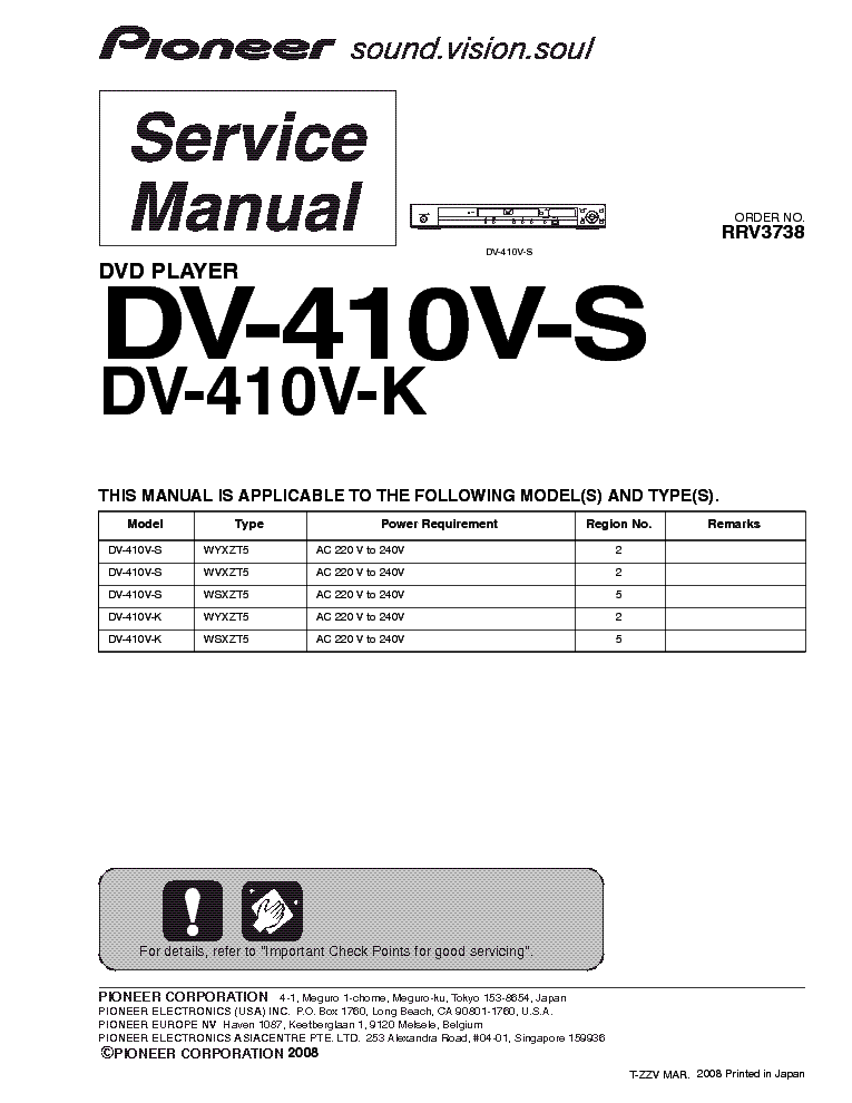 PIONEER DV-410V-S service manual (1st page)