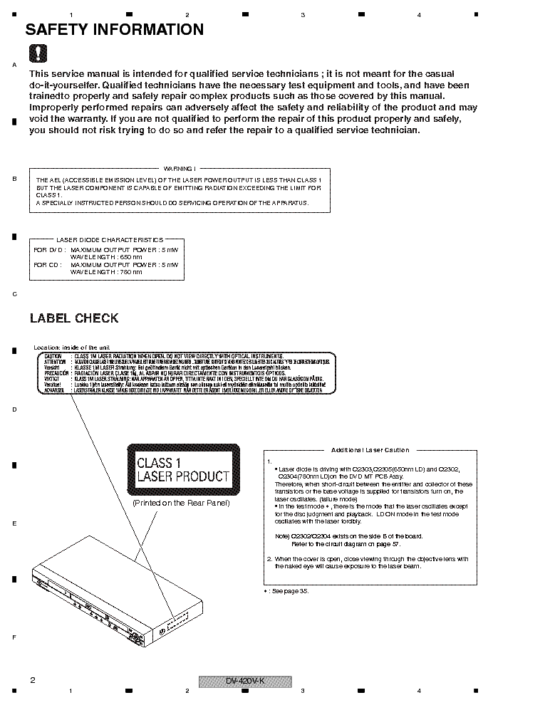 PIONEER DV-420V-K S service manual (2nd page)