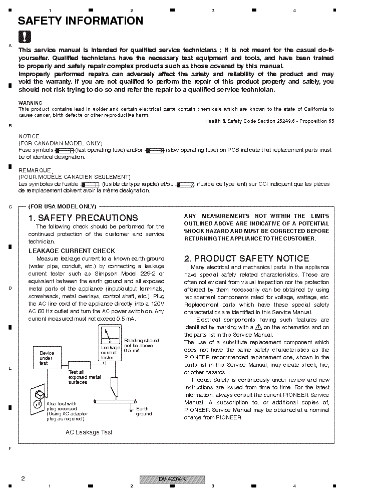 PIONEER DV-420V-K SM service manual (2nd page)