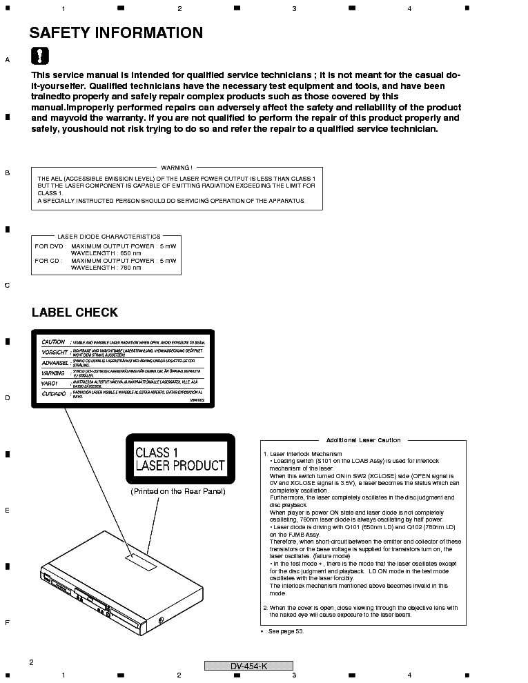 PIONEER DV-454K DV-454S service manual (2nd page)