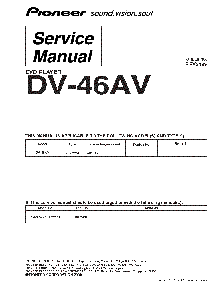 PIONEER DV-46AV service manual (1st page)