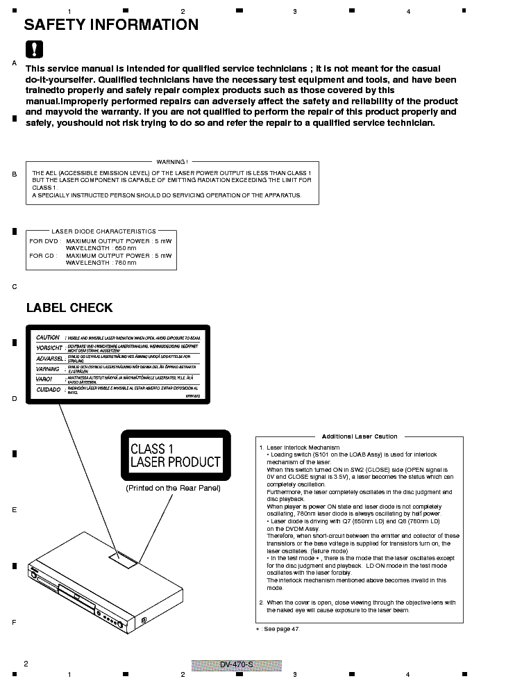 PIONEER DV-470-S service manual (2nd page)