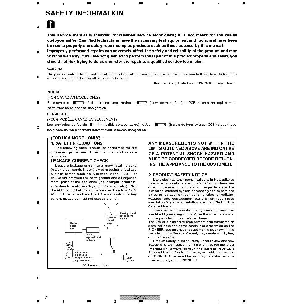 PIONEER DV-47AI service manual (2nd page)