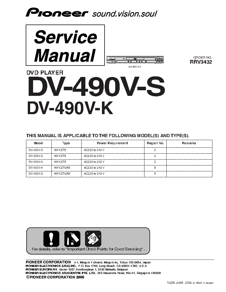 PIONEER DV-490V-S 490V-K SM service manual (1st page)