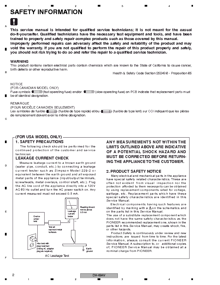 PIONEER DV-49AV SM service manual (2nd page)