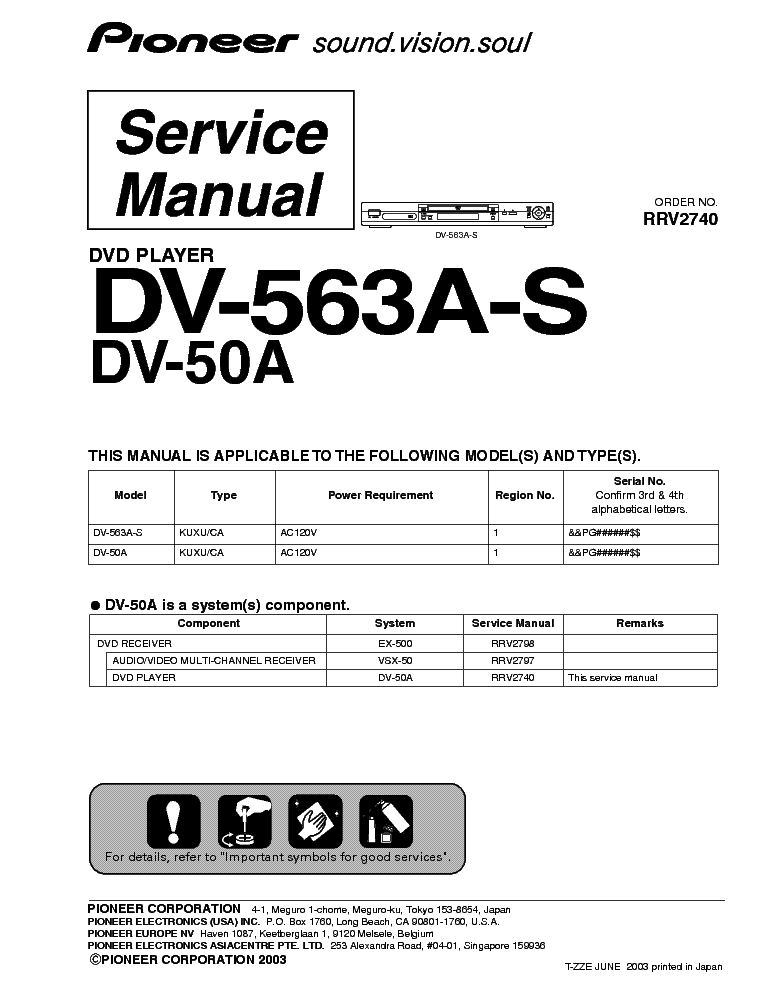 PIONEER DV-50A 563A-S SM service manual (1st page)