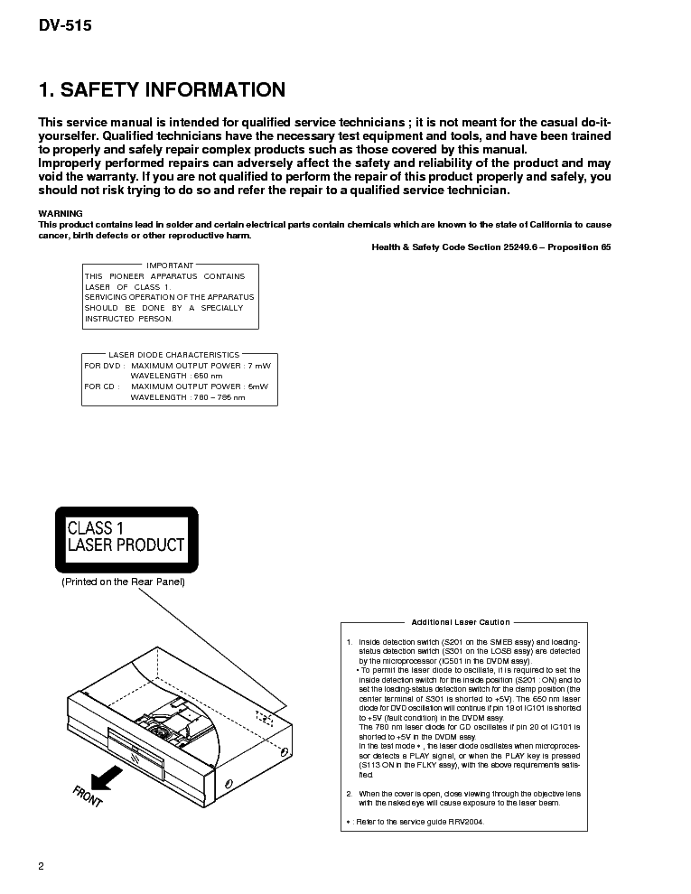 PIONEER DV-515 service manual (2nd page)