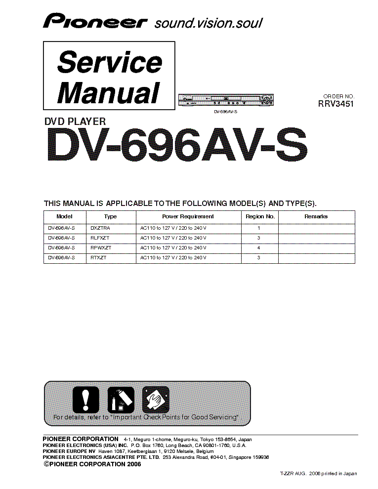 PIONEER DV-696AV,S service manual (1st page)
