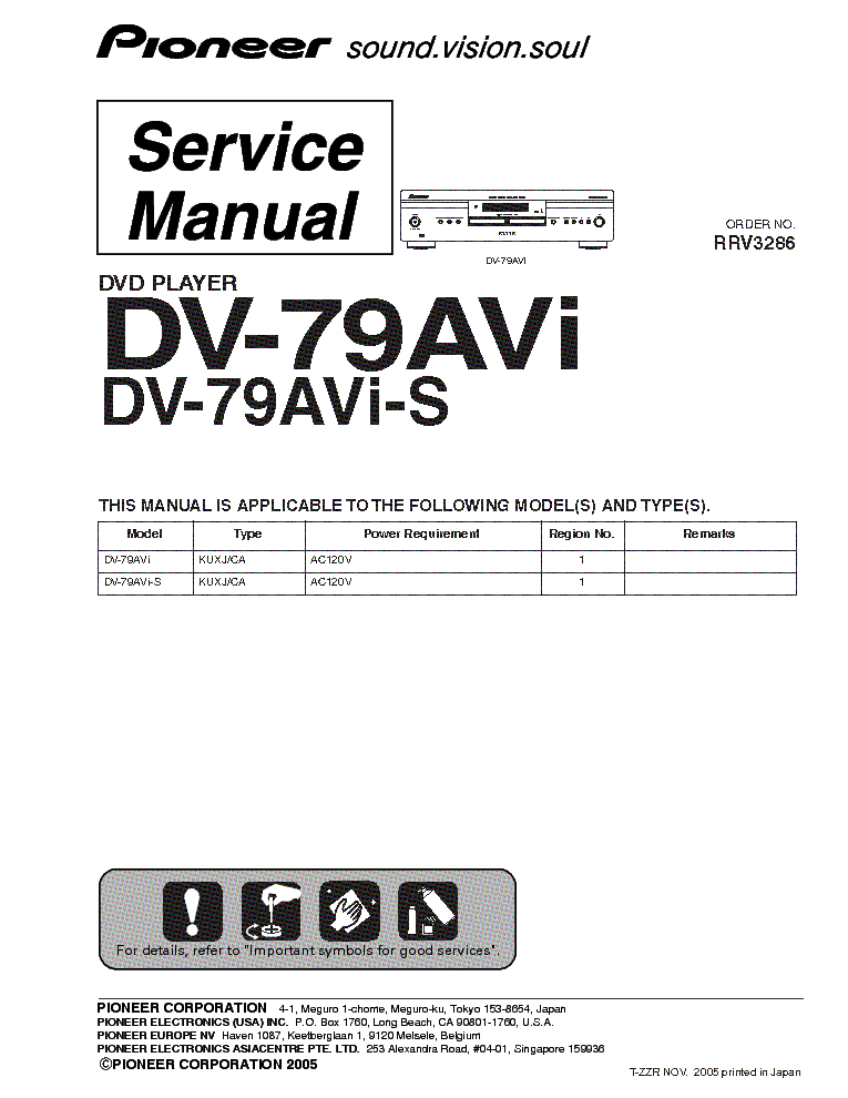 PIONEER DV-79AV service manual (1st page)