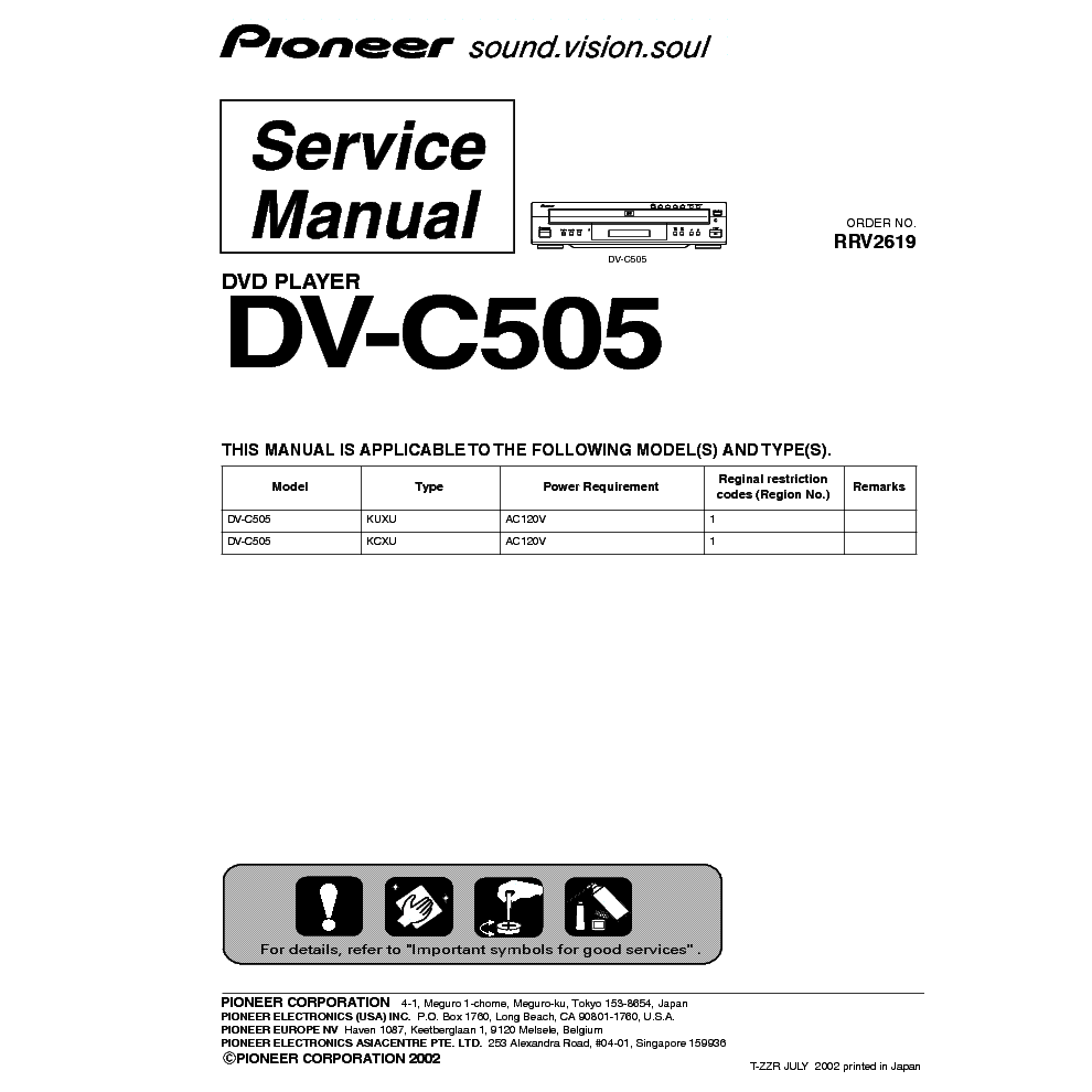 PIONEER DV-C505 service manual (1st page)