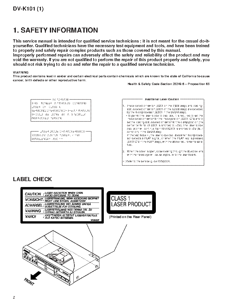PIONEER DV-K101 PROVISIONAL service manual (2nd page)