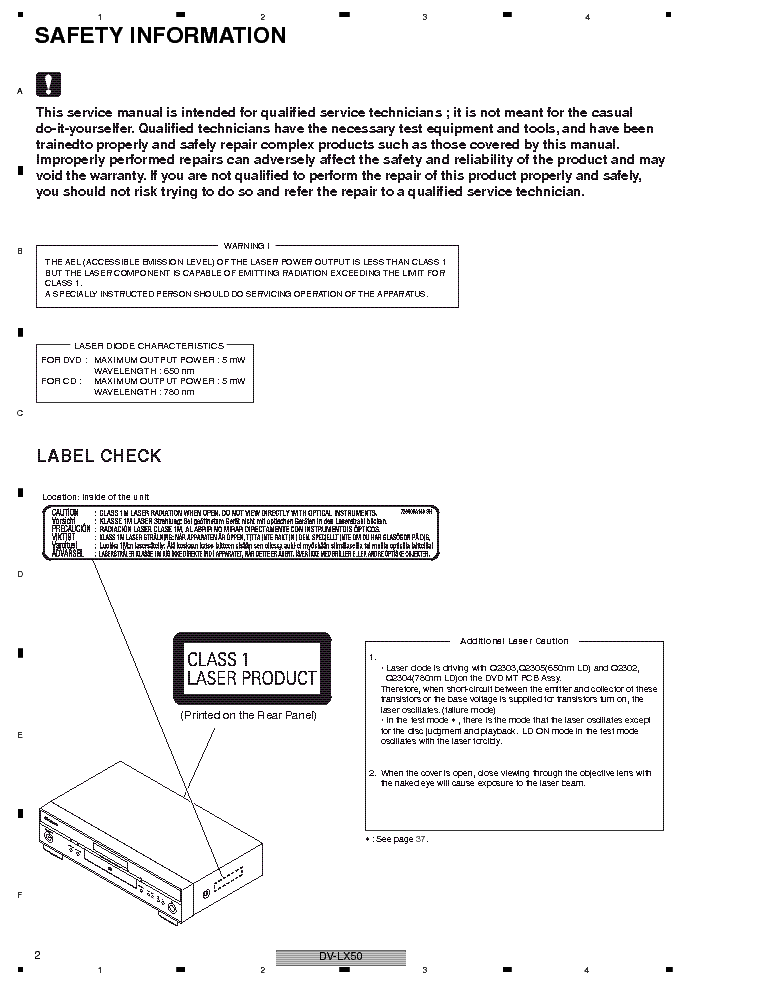 PIONEER DV-LX50 service manual (2nd page)