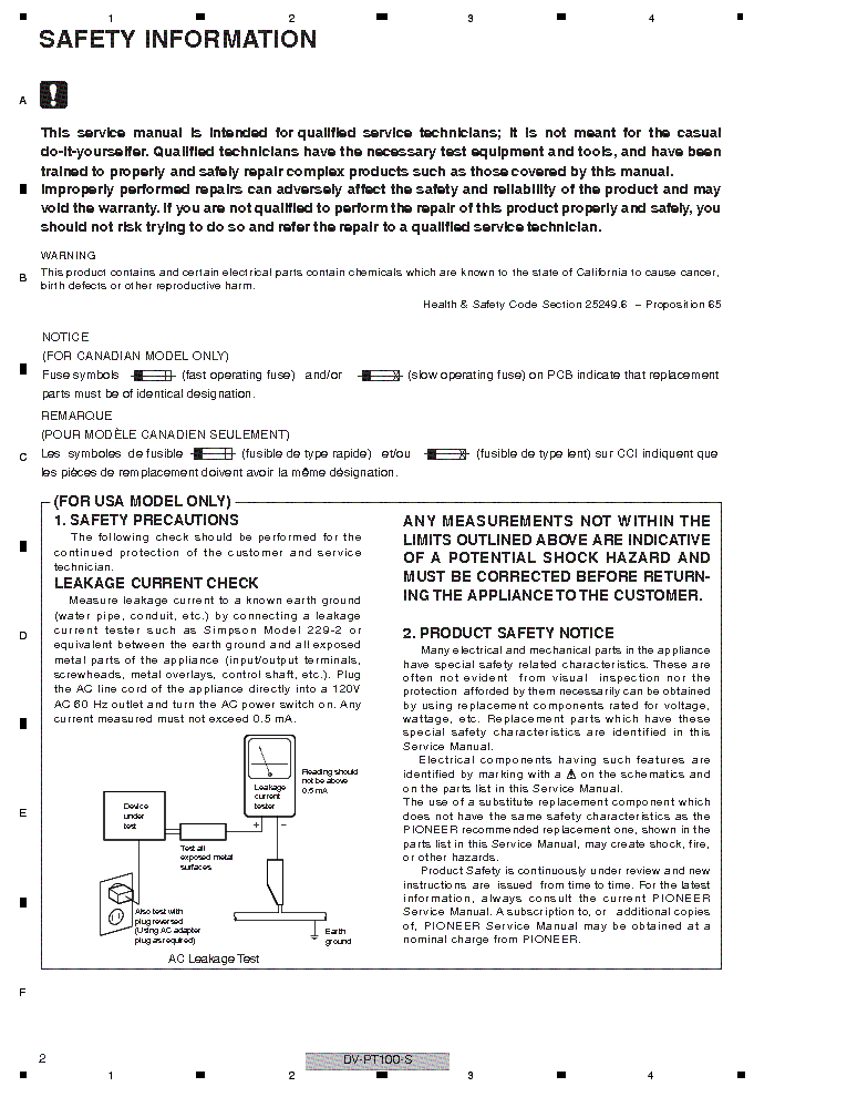 PIONEER DV-PT100-S SM service manual (2nd page)