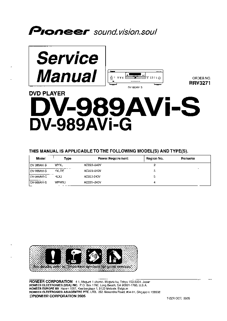 PIONEER DV989AVIS service manual (1st page)