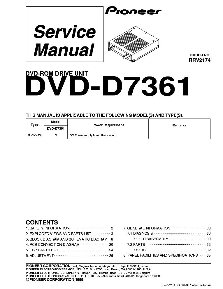PIONEER DVD-D7361 SM service manual (1st page)