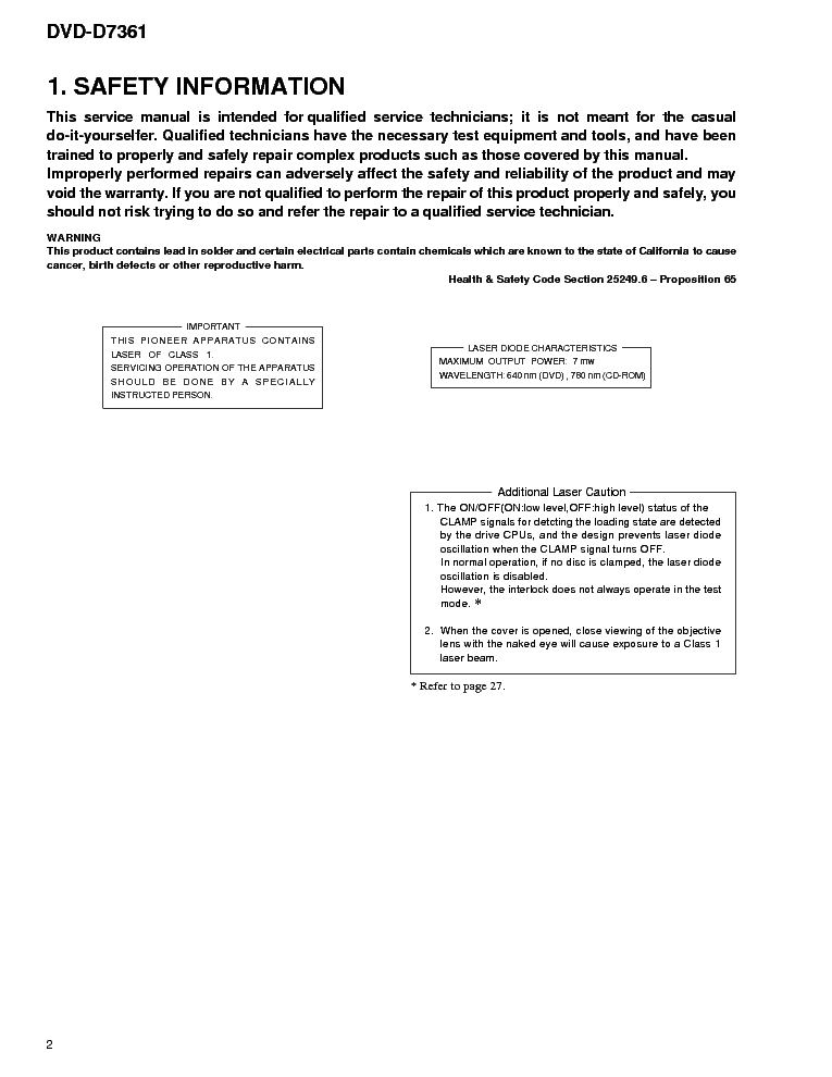 PIONEER DVD-D7361 SM service manual (2nd page)