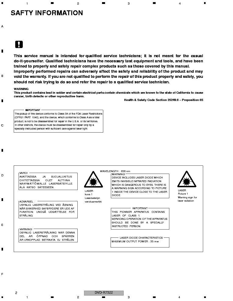 PIONEER DVD-R7322 SM service manual (2nd page)