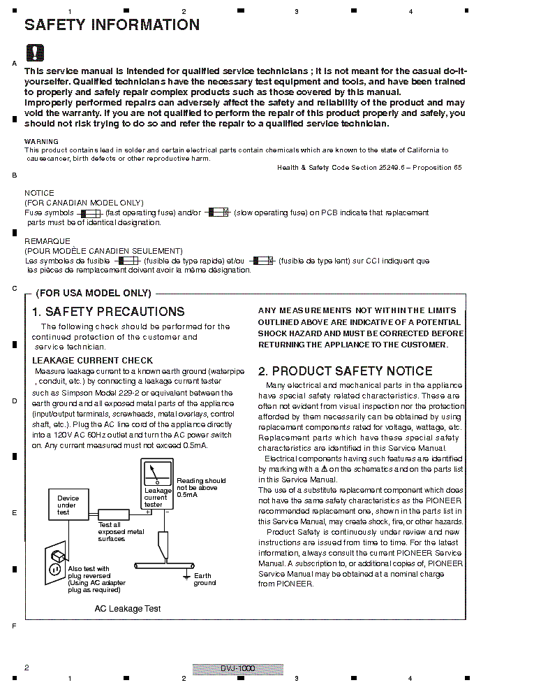 PIONEER DVJ-1000 SM service manual (2nd page)