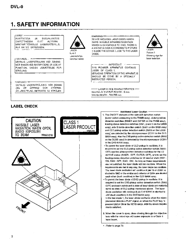 PIONEER DVL-9 RRV1783 service manual (2nd page)