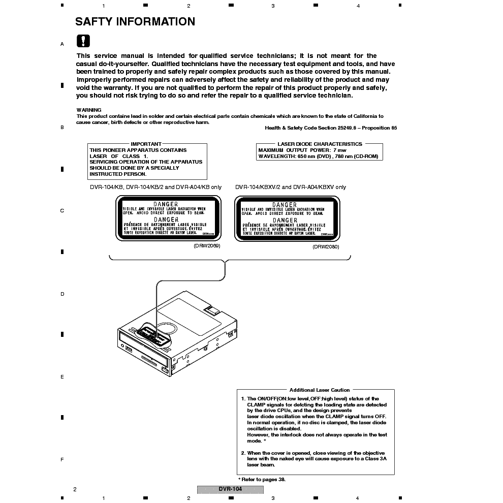 PIONEER DVR-104 A04 SM service manual (2nd page)