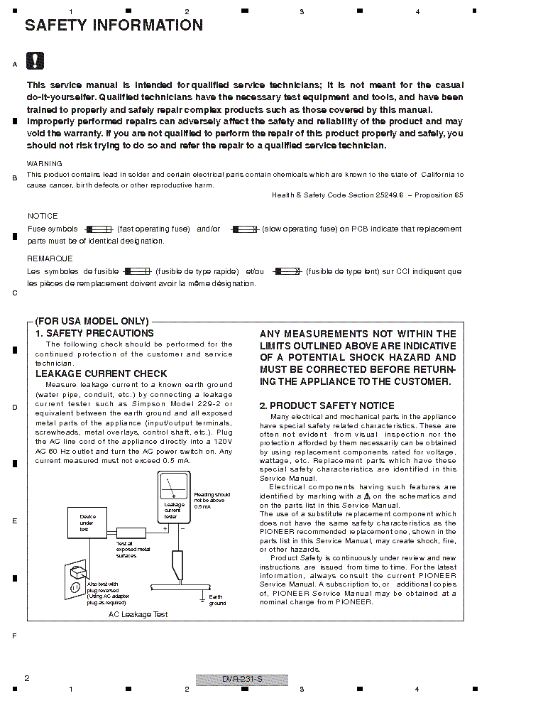 PIONEER DVR-231-S-AV DVR-233-S SM service manual (2nd page)