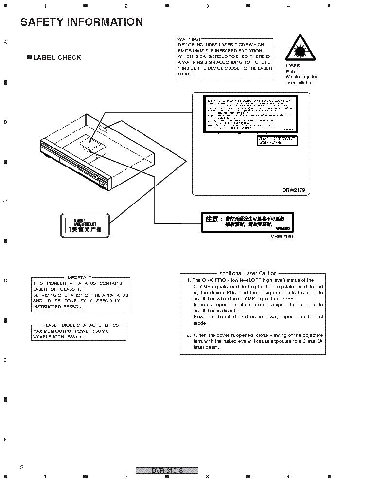 PIONEER DVR-310-S service manual (2nd page)