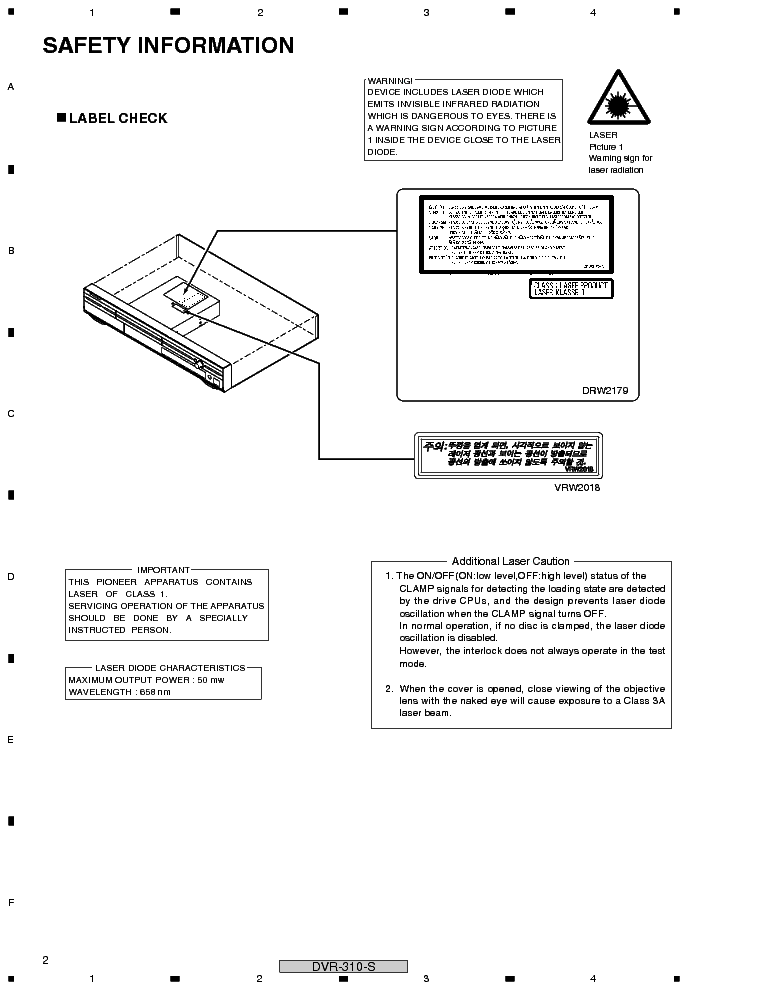 PIONEER DVR-310-S RRV2875 service manual (2nd page)