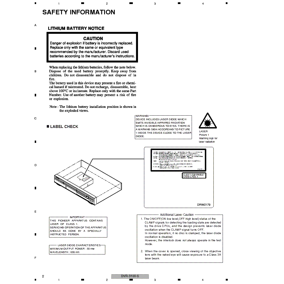 PIONEER DVR-3100-S SM service manual (2nd page)