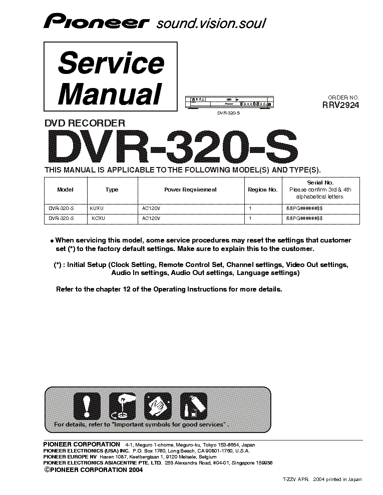 PIONEER DVR-320-S service manual (1st page)