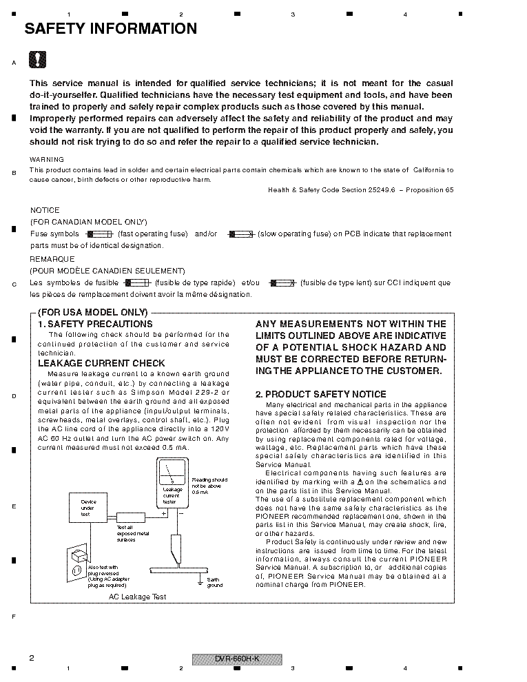 PIONEER DVR-460 560 660H-K SM service manual (2nd page)