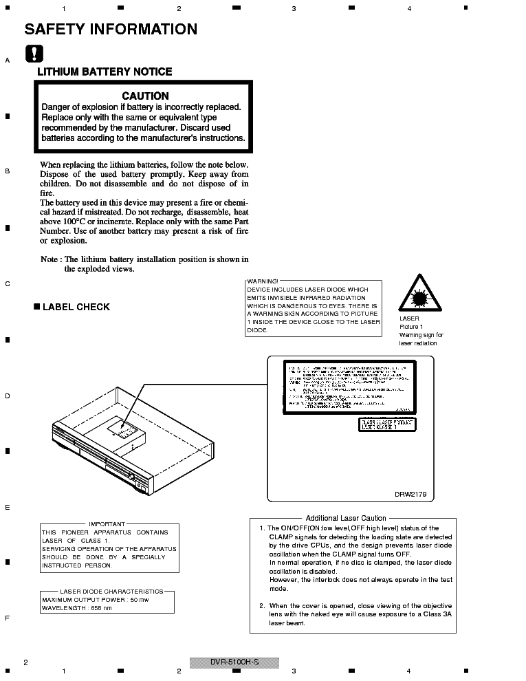 PIONEER DVR-5100 service manual (2nd page)
