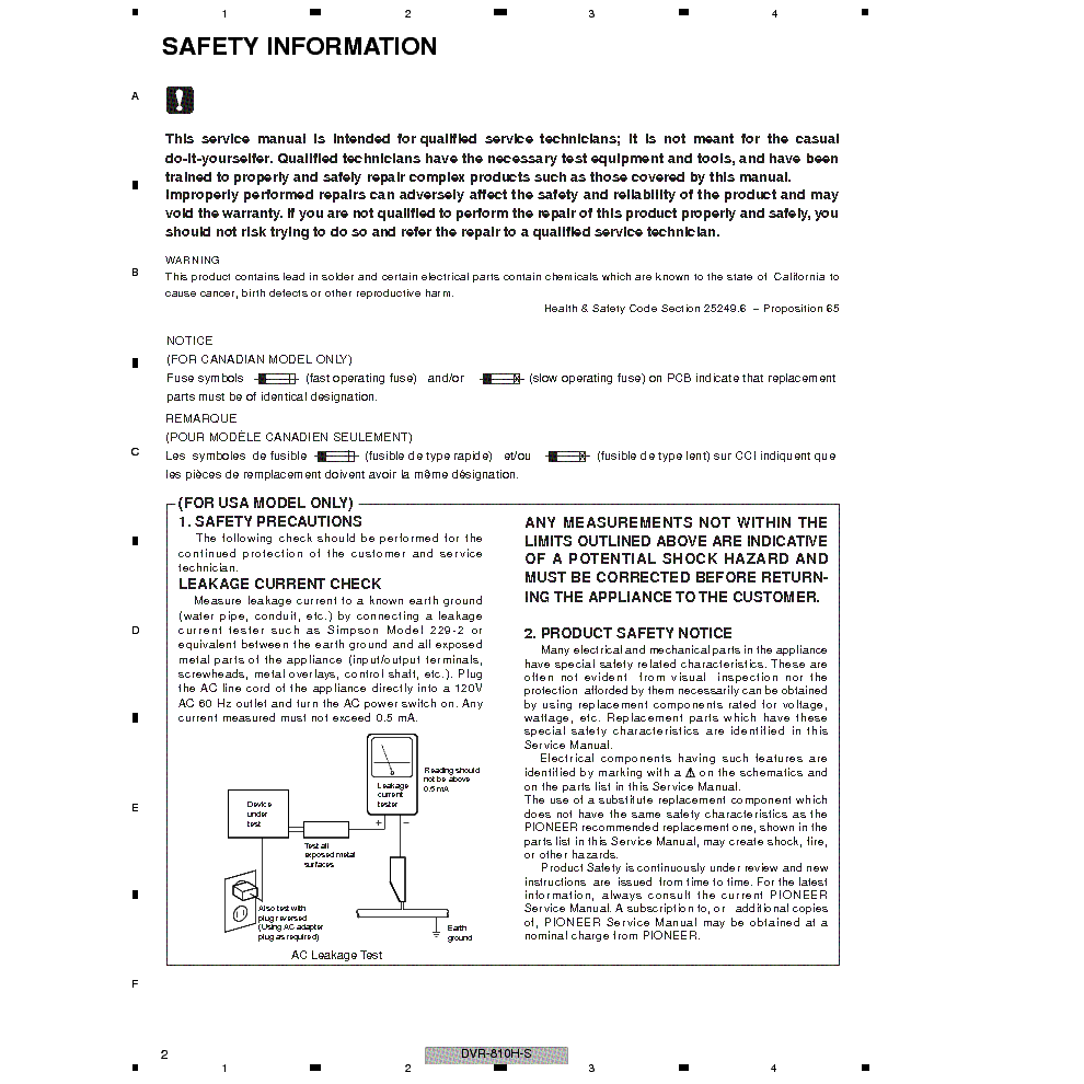 PIONEER DVR-57H 810H-S service manual (2nd page)